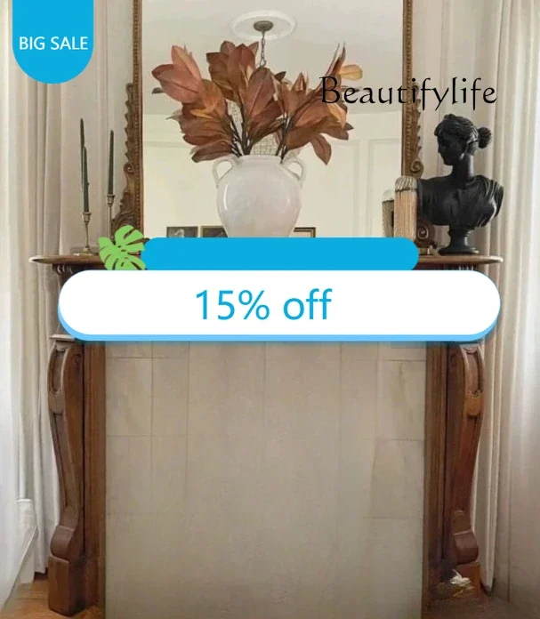 Y Neoclassical Hand-carved Oak Fireplace American Solid Wood Porch Decorative End View Table