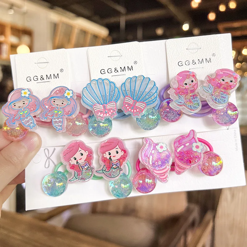 

Резинки для волос в корейском стиле с бусинами-пузырьками для девочек, высокоэластичные, милые, в форме русалки