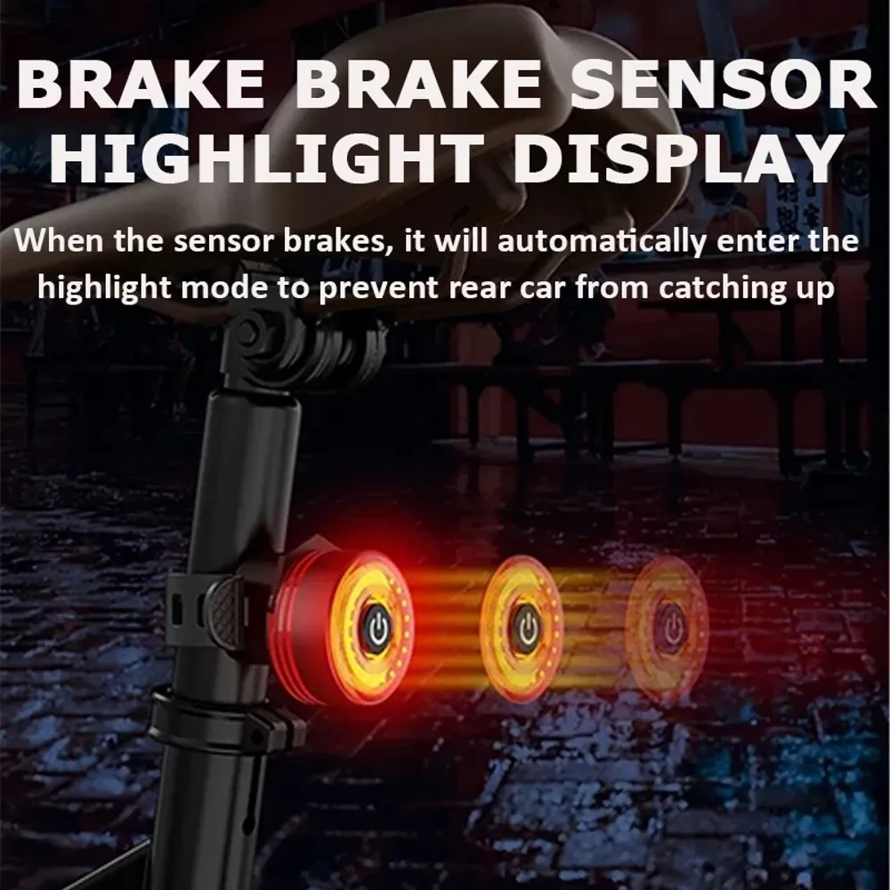 Cycling Tail Light Auto Sensor Rear Bikes Light Cycling Equipment Riding Supplies Waterproof Brake Warning Road Bike Accessories