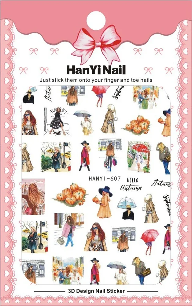 Pegatinas 3D para decoración de uñas, calcomanías deslizantes con diseño de mariposa y flores de hoja de arce coloridas, puntas de decoración para manicura DIY