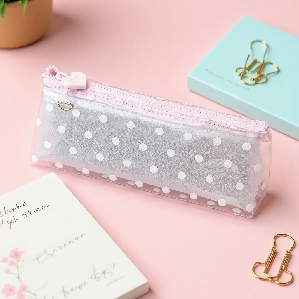 Student Pencil Bag Simple Transparent Stationery Pouch Mesh Pencil Bag Fresh Storage Pouch For School Backpacks Student Lipstick