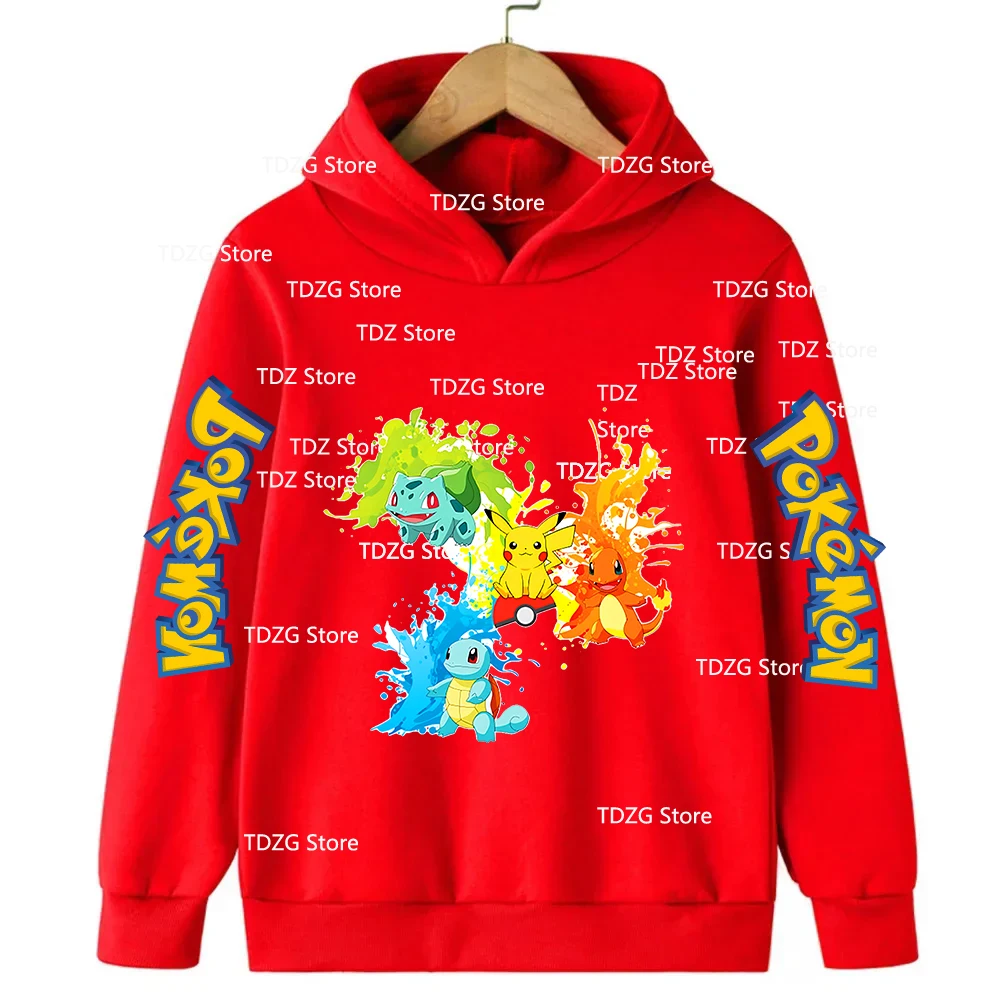 الخريف أنيمي بيكاتشو جيب وحوش الفتيان والفتيات الكرتون المطبوعة عارضة محبوك مقنعين ملابس رياضية الطفل ملابس الأطفال #6