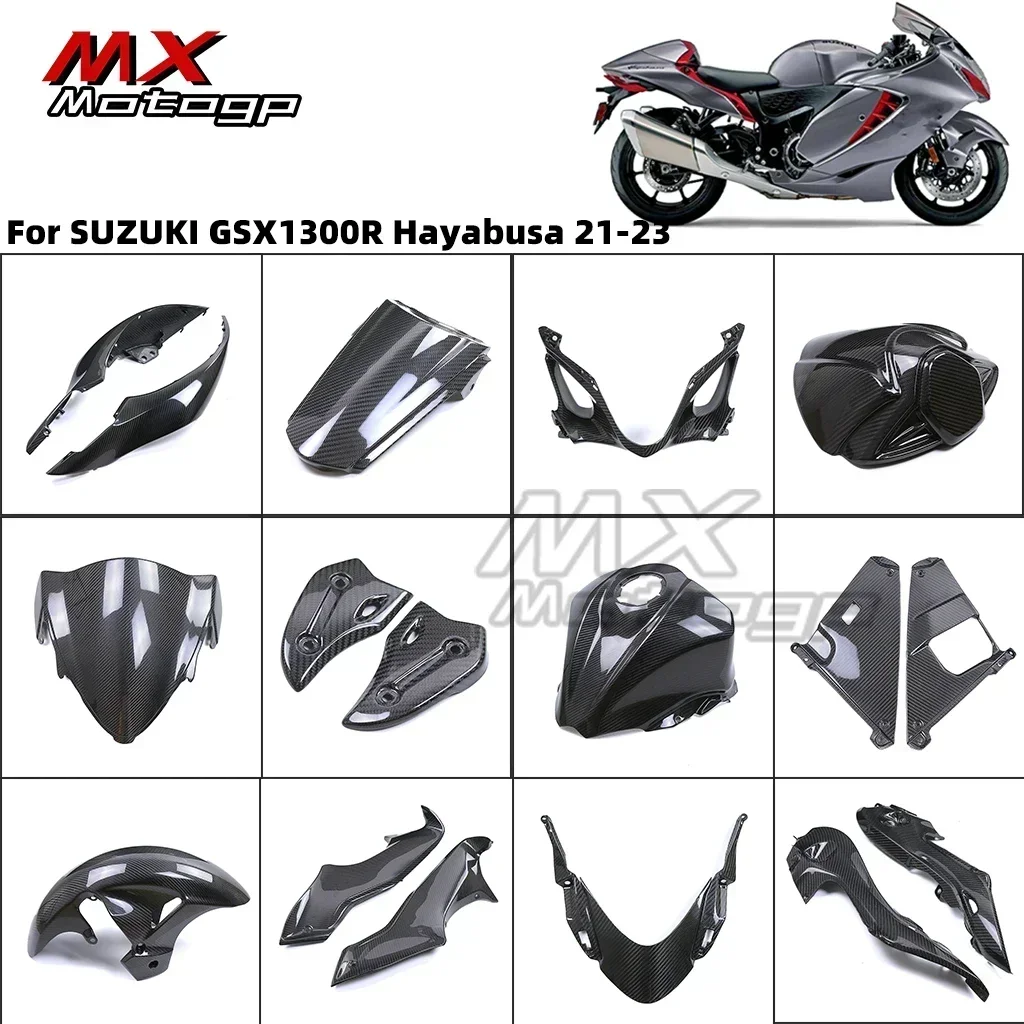 For SUZUKI GSX1300R Hayabusa 2021 2022 2023 2024 Carbon Fiber Fairing Motorcycle Side Panels Belly Pan Front Fender Protector