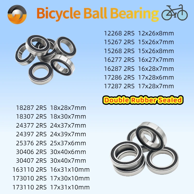 2pcs 15267 15268 12268 16287 17287 18287 18307 24377 30406 30407 RS 2RS Bearings ABEC-7 Rubber Sealed Bicycle Ball Bearing