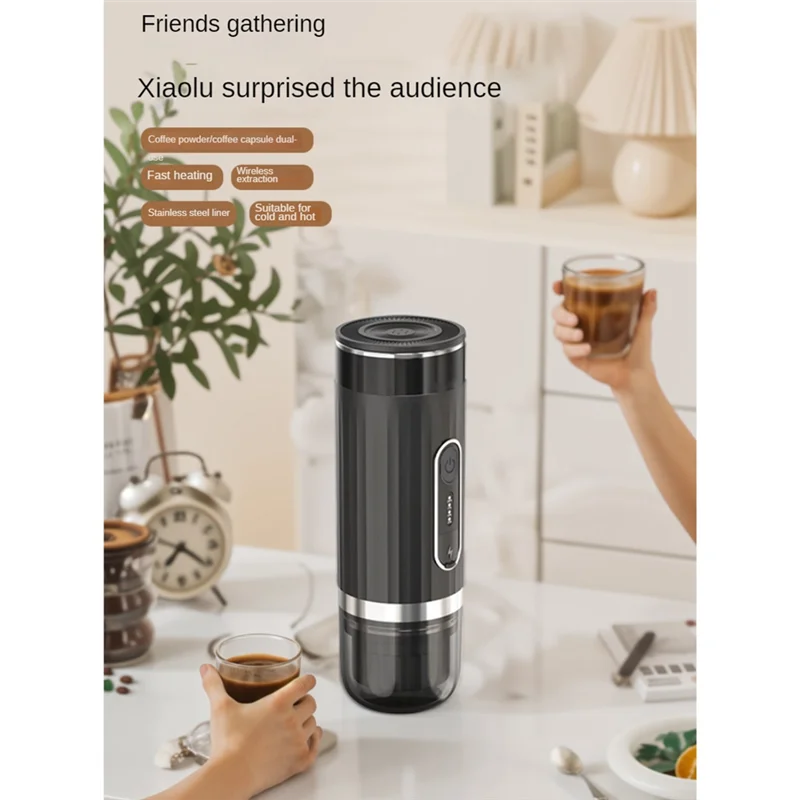 A24P 휴대용 커피 메이커 충전식 무선 가열 에스프레소 머신 자동차 커피 메이크 그라운드 커피 및 에스프레소 여행, Durab