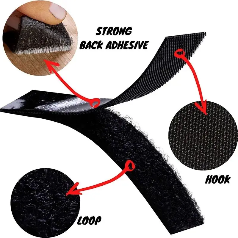 شريط خطاف وحلقة قوي ذاتي اللصق مقاس 30 مم - قفل ملصق من النايلون، أشرطة يدوية ذاتية الصنع (خيارات 1/2/3/5/10/25 م)