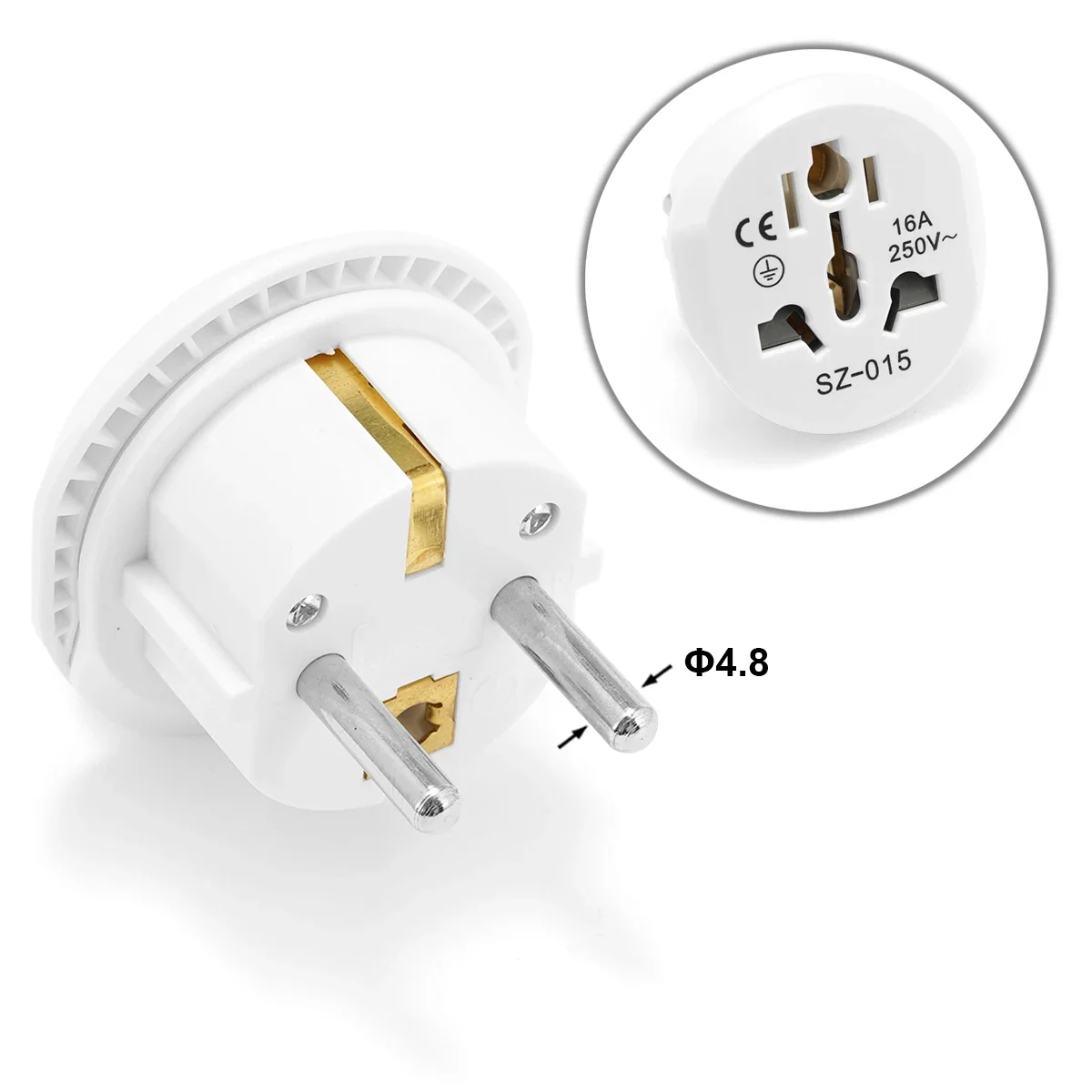 USA US To EU Plug Adapter European Plug 250V 16A Electrical Sockets America China Australia CN to EU Travel Adapter