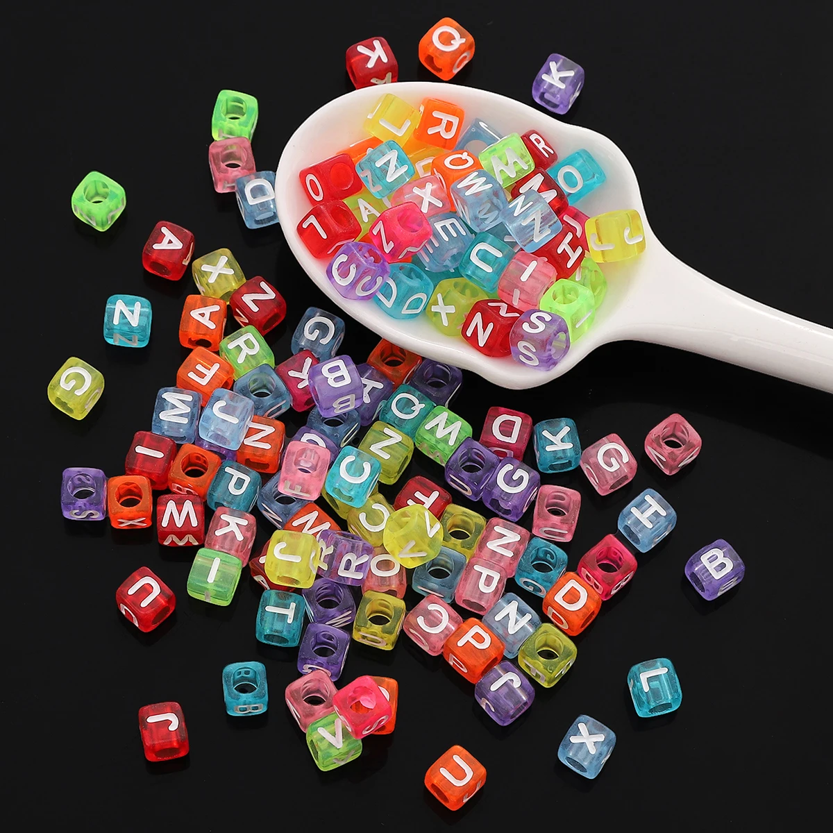 5x5/6x6mm Square Alphabet Acrylic Beads - 2/4mm Hole Size for Professional Jewelry Making & DIY Crafts (200/100pcs Pack)