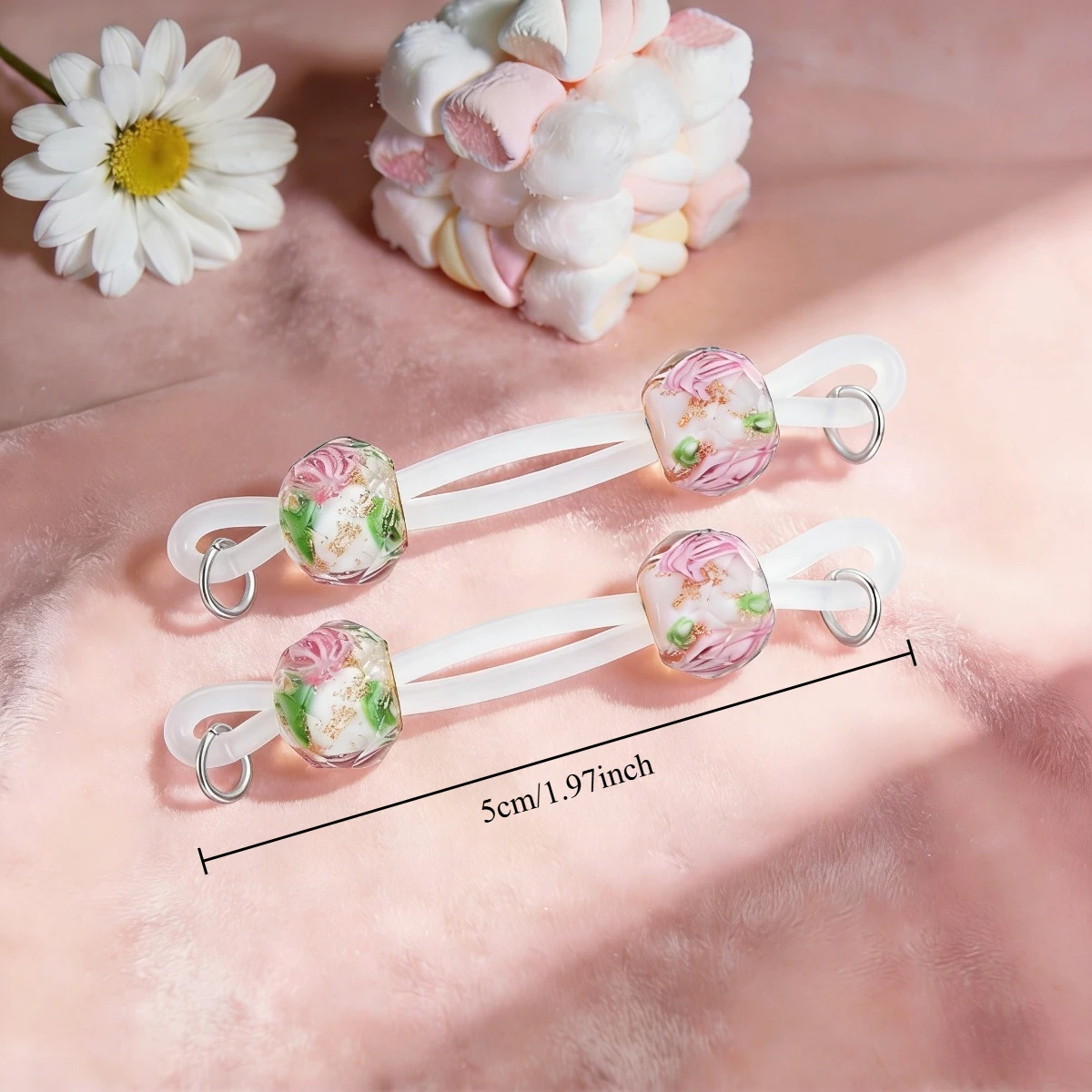 1 Pair of Cute Body Rings, No-piercing Lasso-style Beads, Floral Cute Style, Suitable for Valentine's Day Gifts