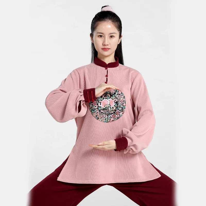 Kun Master Thicken New Fabric Taichi Uniform Winter Martial Arts Suit Elegant Kung Fu Clothes for Women Lightweight and Warm