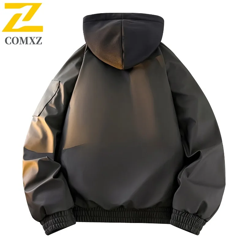 COMXZ الباردة والدليل على الشتاء الحشو العمل براقة Techwear الحد الأدنى سترة منفوخة الشارع الشهير فضفاض أسفل سترة ملابس للرجال