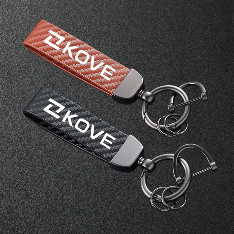 

For KOVE 800X Pro/Rally 525X 500X 400X 800 525 500 400 X Accessories Carbon Fiber Textured Leather Keychain Motorcycle Keyring