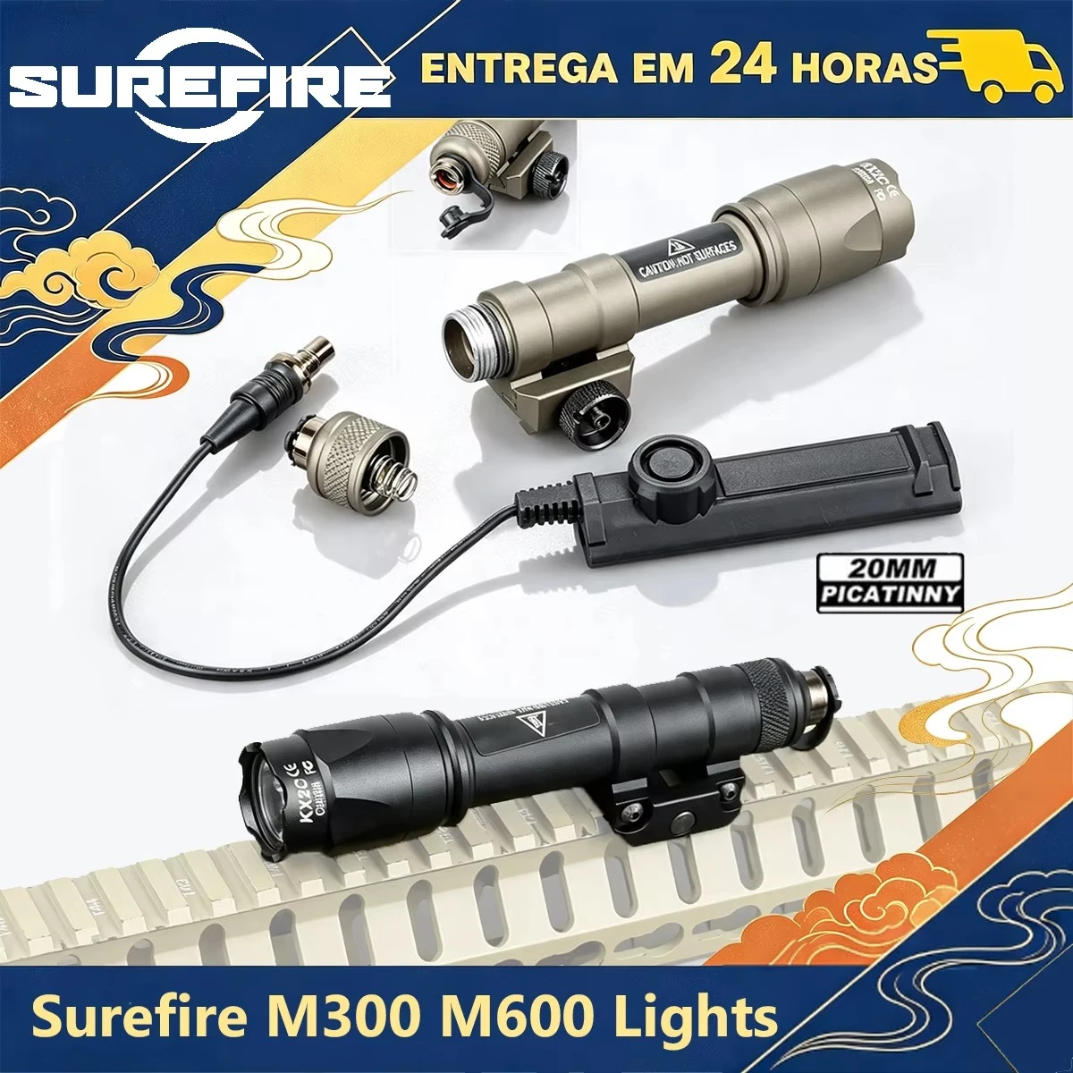 Surefire M600 M300 Tactical Airsoft M600C Powerful Flashlight Dual Pressure Switch for AR15 20mm Rail Hunting Lamp Scout Lights