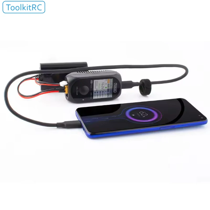 

ToolkitRC M4 Pocket 80W 5A MINI Smart Compact Charger Built-in USB-C XT30 XT60 Output For 1-4S Lipo LiHv LiFe Battery