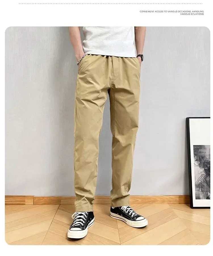Sommerliche dünne Cargohose für Herren, lässige, schmal zulaufende Hose mit Reißverschlusstaschen, schnell trocknende Streetwear-Hose für den täglichen Gebrauch im Freien, S-3XL – Detail 12