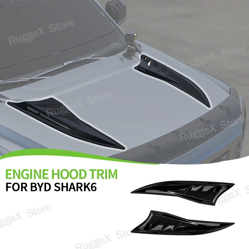 Hood Decoration Stickers For BYD Shark 6 Sports Decoration Sticker Upgrade For Shark 6 2024 2025 Car Accessories 2pcs