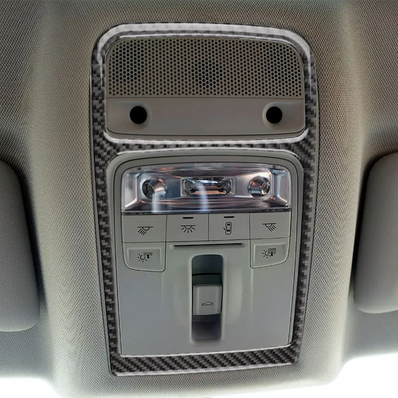 

2pcs Car Roof Reading Light Panel Frame Decoration Soft Carbon Fiber Sticker Trim For Audi Q3 2013 2014 2015 2016 2017 2018