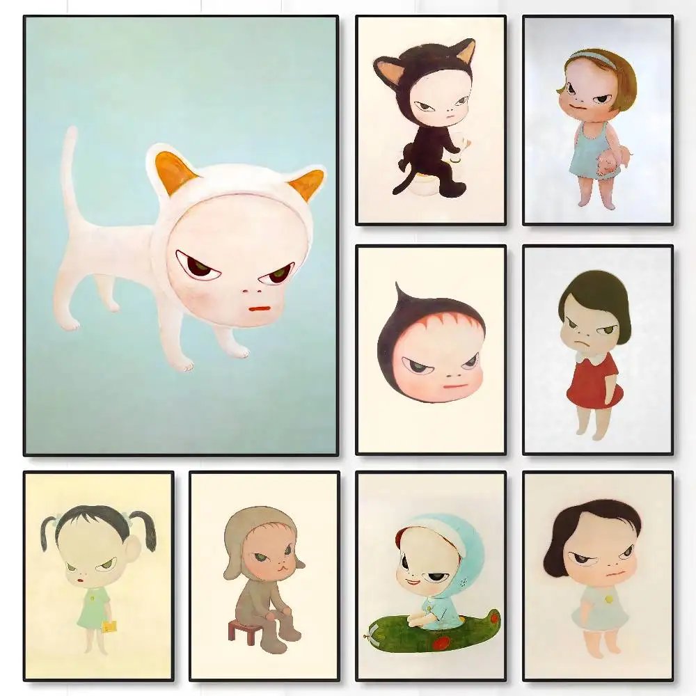 Y-Yoshitomo Nara D-Doll Poster Sticky Wall Art Printing Waterproof Home Living Bed Room Bar Aesthetic Decor