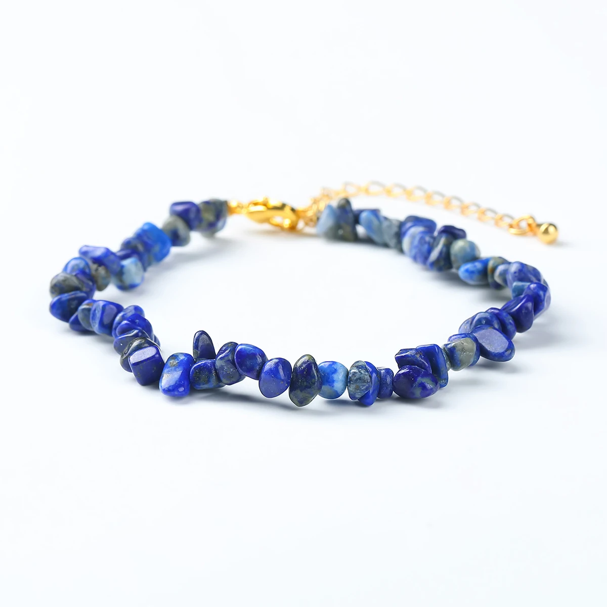Natural Crystal Chip Stone Golden Chain Bracelet For Women Amethyst Lapis Lazuli Tourmaline Gems Adjustable Hand String Female