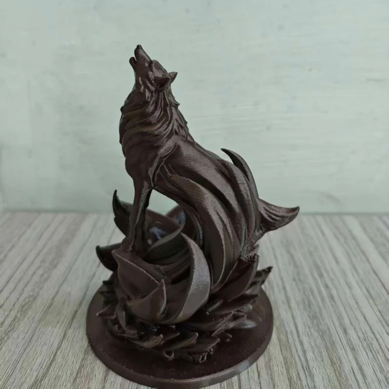 Vintage Wood Grain Sirius Wolf Howling Figurine 3D Print Tea Pet Car Office Desk Bonsai Landscape Home Decor Ornament Gift