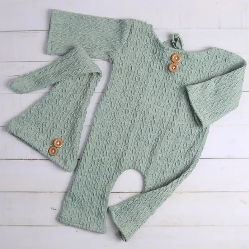 

54DF Newborn Photography Props Baby Photo Clothes Baby Jumpsuit Soft Knitted with Hat Crochet Romper