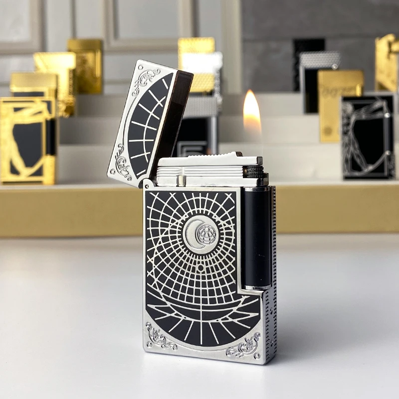 

New vintage Lighter Bright Sound brass shell windproof gas lighter for cigarette men's gift
