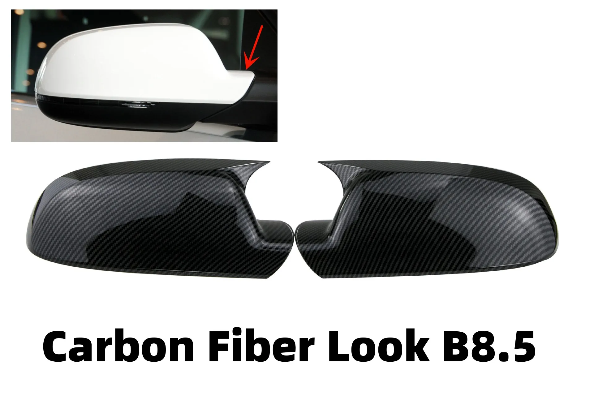 Wing Mirror Cover Voor Audi A3 8P A4 A5 B8 B8.5 Q3 A6 C6 4F S6,Vervanging Links Rechts Achteruitkijkspiegel Cover Proof Krasbestendig Beschermhoes Auto Accessoires.,C-Glossy Black-B8