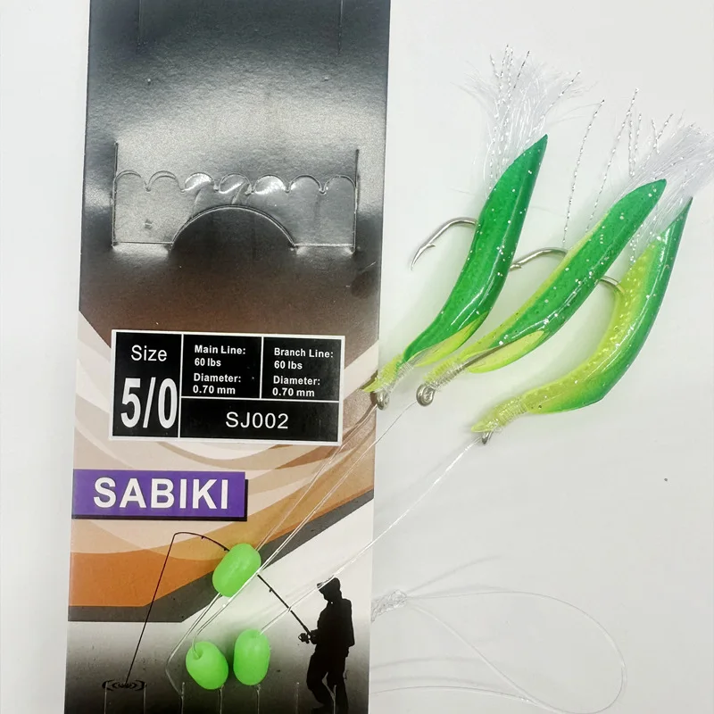 3 unids/set luminoso grupo suave señuelo Anguila Sabiki Rigs ganchos de cuerda señuelo peces calamar caballa Scad pesca de agua salada aparejos de pesca - imagen 3