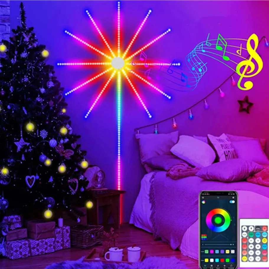 RGBIC Firework LED Strip Light Bluetooth APP Control USB 5V Neon Strip Christmas Party Decoration Music Sync Bedroom Decor Light