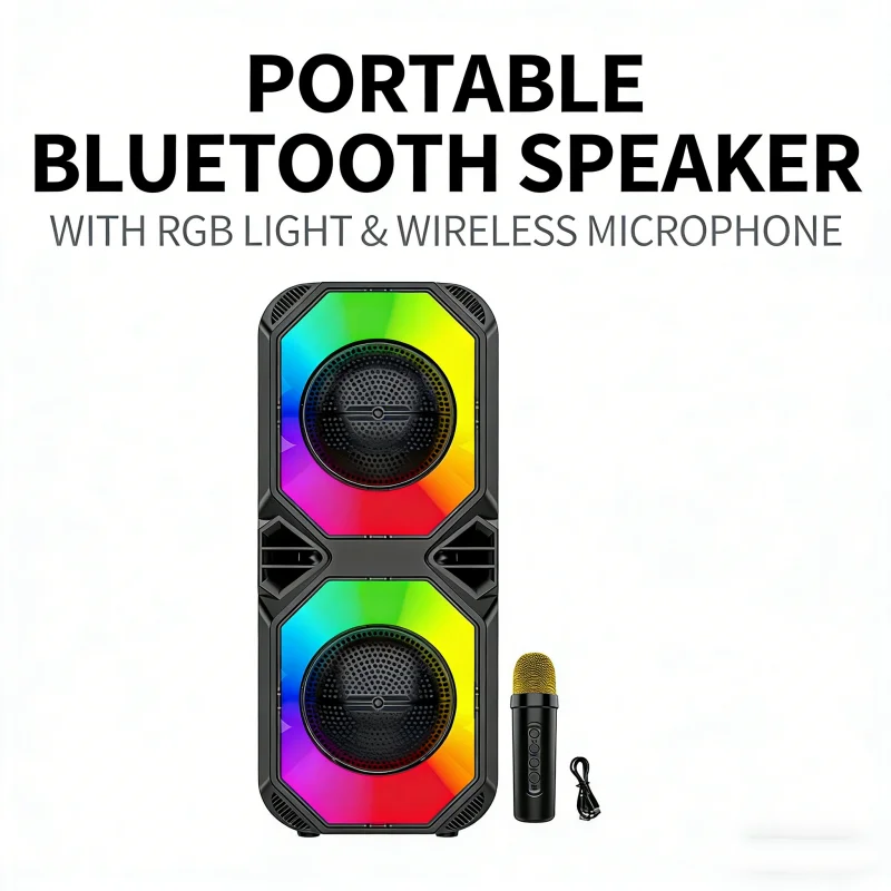 

Wireless Karaoke Speaker with RGB Light Show Powerful Bass Portable for Home Outdoor Use