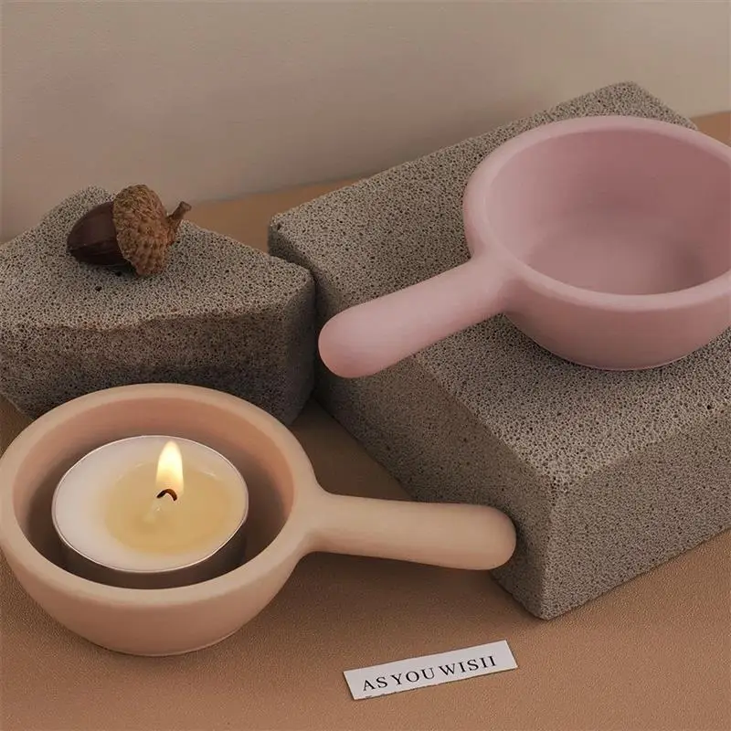 Candle Cup Silicone Mold Handle Tray Frying Pan Candle Holder Conrete Mould Storage Cup Gypsum Plaster Cement Casting Craft Mold