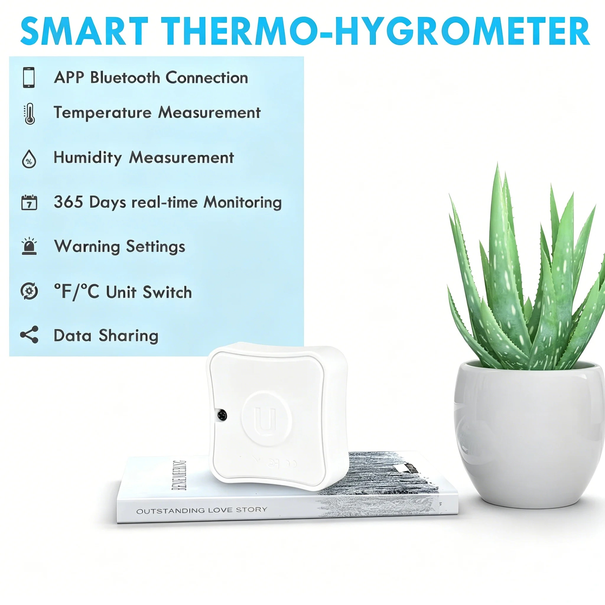 Termohigrómetro Inteligente, Monitor de Temperatura y Humedad Bluetooth, ±0.3 ℃   Alta Precisión, -20 ℃ ~60 ℃   Monitor Remoto con APP, 0-99% de Humedad Relativa