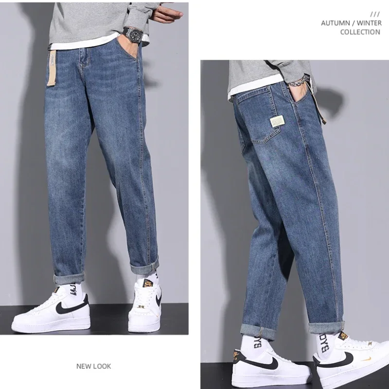 Calça jeans casual masculina, calça jeans de streetwear, roupas masculinas, outono e inverno