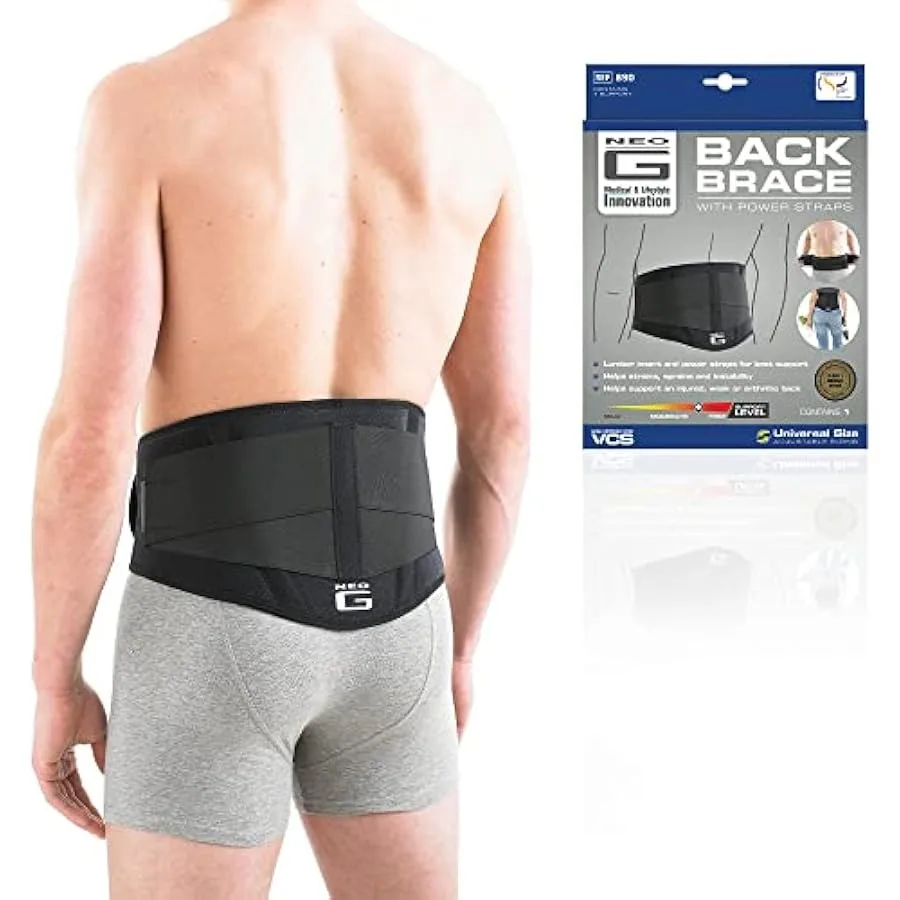 

Neo G Back Brace with Power Straps - Support For Lower Back Pain Muscle Spasm Strains Arthritis Injury Recovery Rehabilitation