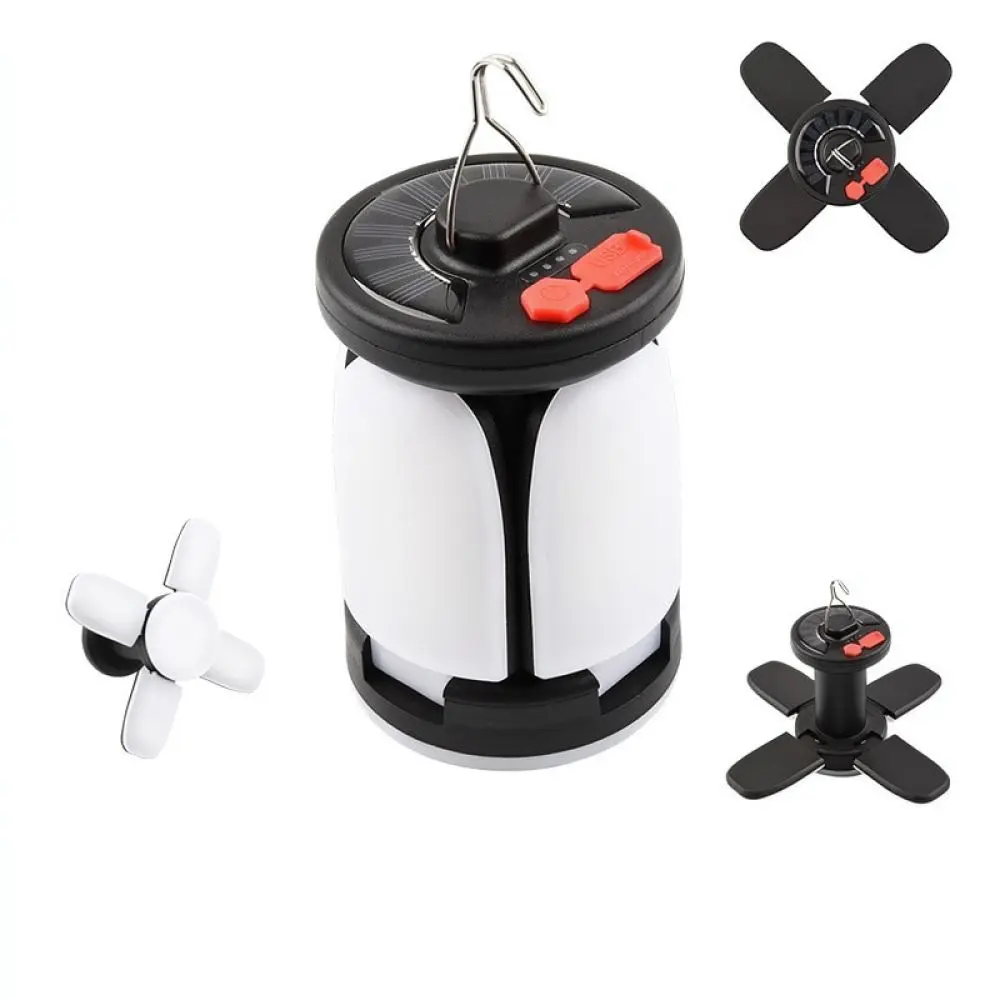 Portable Solar Led Lantern Foldable Camping Light Outdoor Emergency Hanging Lamp For Night Market Garden Yard