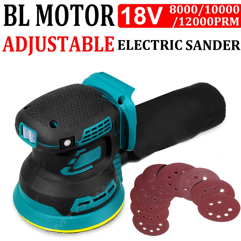 Brushless Random Orbit Electric Sander Sandpaper Wood Grinder Polishing Machine Sander Power Tools For Makita 18V Battery