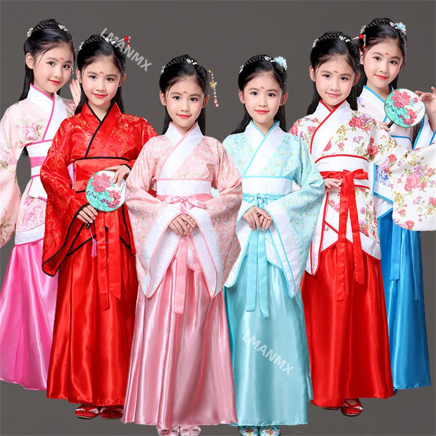 Traje de dança tradicional chinesa do leão para crianças, vestido hanfu para meninas, dança folclórica, roupas chinesas