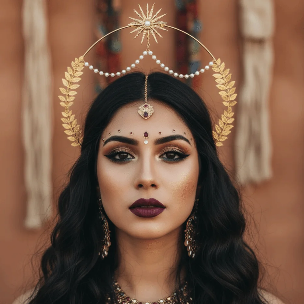 

Головной убор Бог Солнца Halo Повязка на голову Звезда Жемчуг Корона в стиле барокко Модный показ Аксессуары для волос Золотой обруч для волос для косплея для женщин/девочек