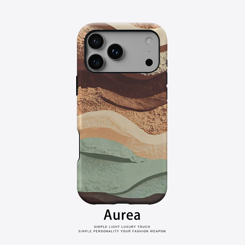 Aurea Case Matte Bumper für MagSafe Hülle für iPhone 18 17 16 15 14 Plus 13 Pro Max Stoßfeste Harte PC Boho Terrazzo Wellen-Abdeckung