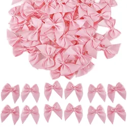 Pink Mini Bows for Crafts Satin Ribbon Bow Flower Craft Decos for Girls Birthday Decoration Sewing Small Bow Crafts Decor