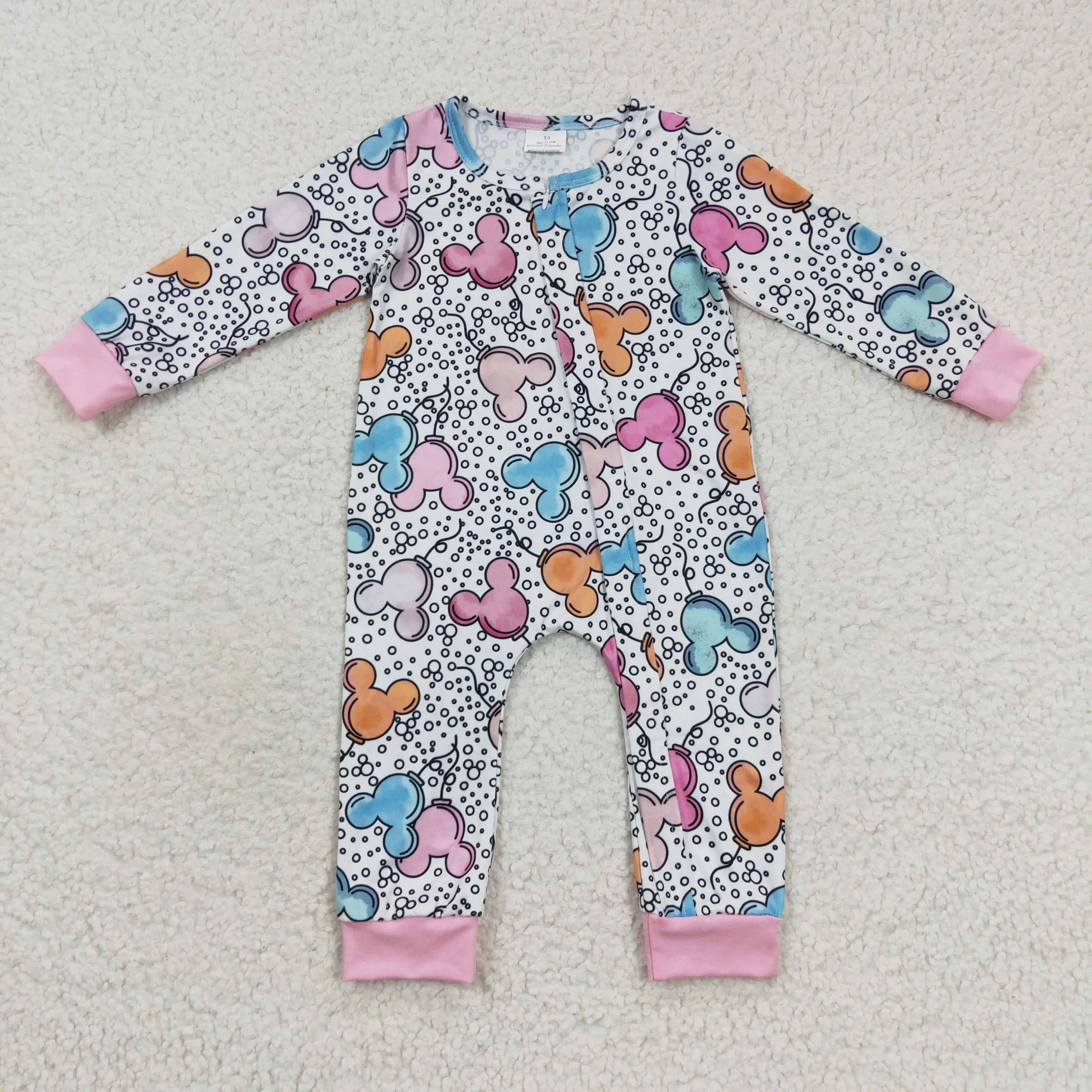 

New Fashion RTS Long Sleeve Baby Zip Sleepers Newborn Boutique Bodysuits Toddler Cartoon Rompers