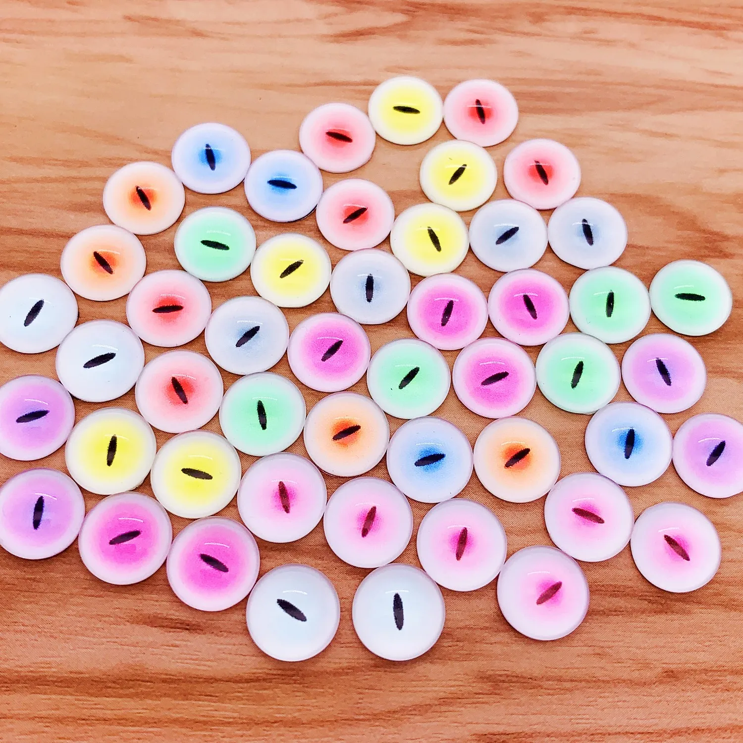 6mm 8mm 10mm 12mm 20mm Random Mixed Toys Dolls Fish Dragon Eyes in Pairs Pattern Glass Cabochons K06379