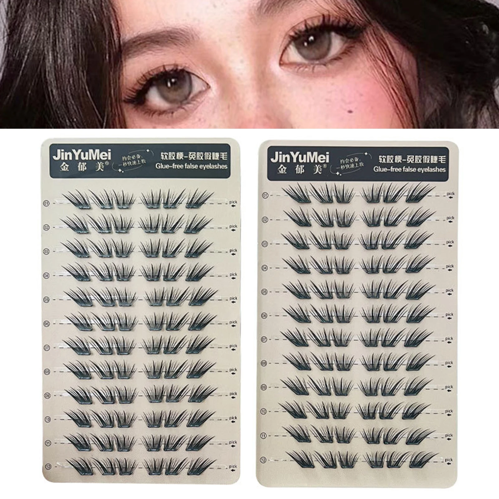 Geen lijm Valse wimpers Natuurlijke Fox-stijl Manga-wimpers gevleugelde individuele wimperextensie Ultradun Zacht 9-13 mm Dagelijkse make-up