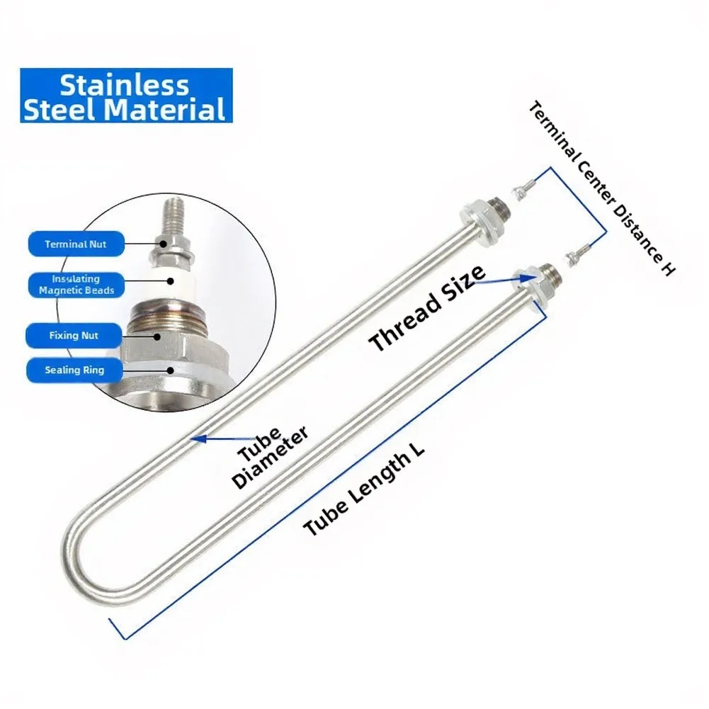 Stainless Steel U Shaped Electric Heating Tube 250mm 300mm 350mm for Aquarium Food Processing Industrial Heating