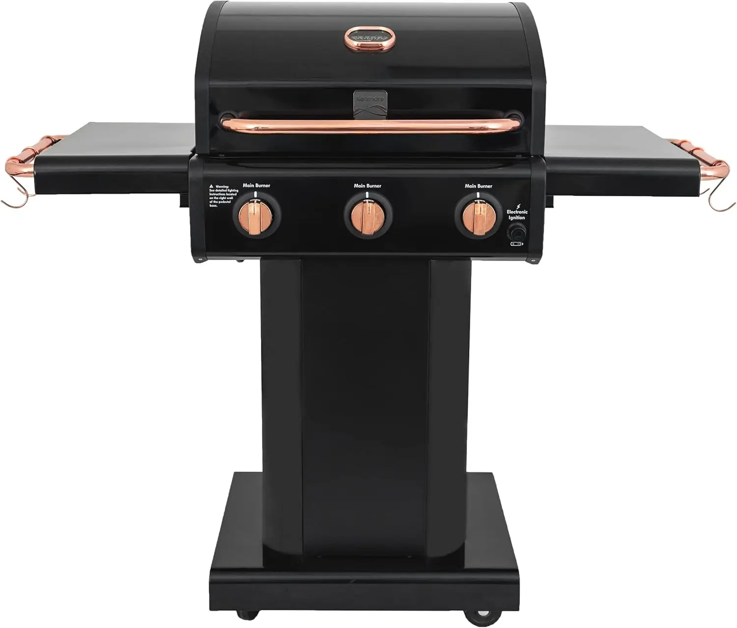 3-Burner Gas Grill | Foldable Side Tables, Cast Iron Cooking Grates, Warming Rack, Hooks for BBQ Grilling Tools