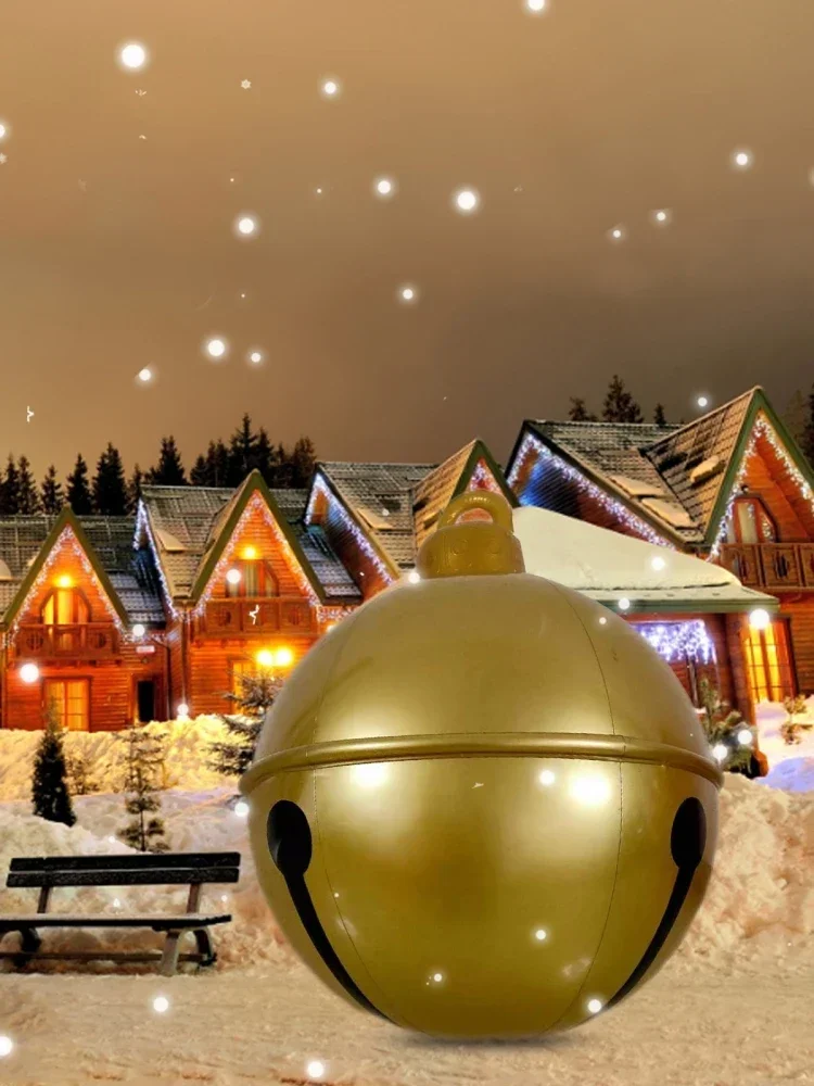 45/60cm Jumbo Aufblasbare Weihnachtskugeln mit Glöckchen PVC Outdoor Indoor Dekoration Ornamente für Hof Garten Terrasse Zuhause Festlich