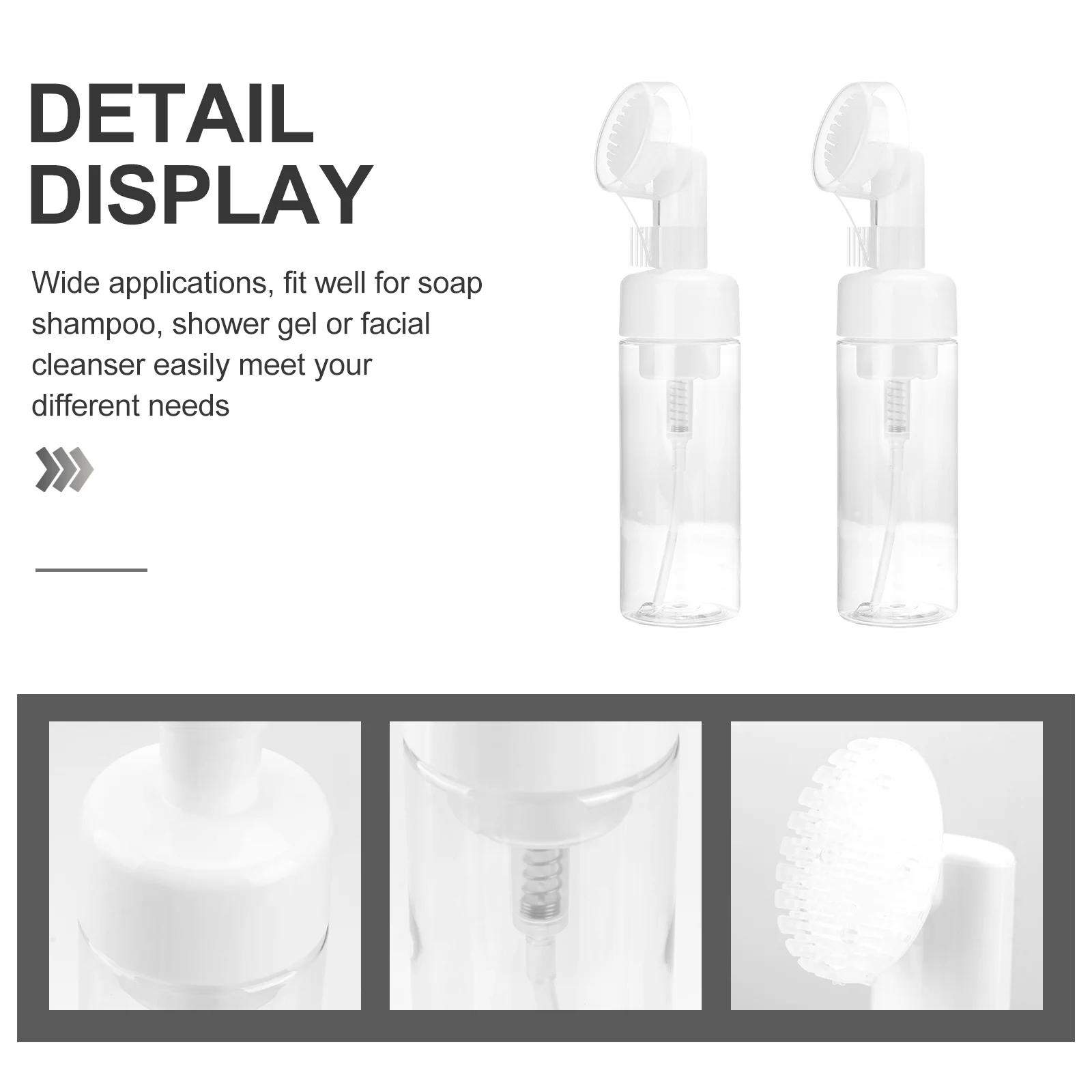 

2Pcs Transparent Plastic Foaming Bottles Portable Travel Containers Refillable Durable Leakproof Foaming Bottle