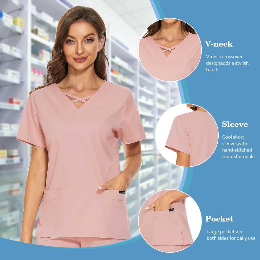 Vêtements d'allaitement pour femmes, uniforme d'hôpital, accessoires médicaux, livres, vêtements de travail, mode manches courtes, veste en Y, vente en gros