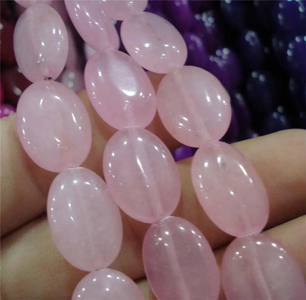 

Natural 13*18MM Pink Rose Quartz Jade Oval Gemstone Loose Beads 15" Strand