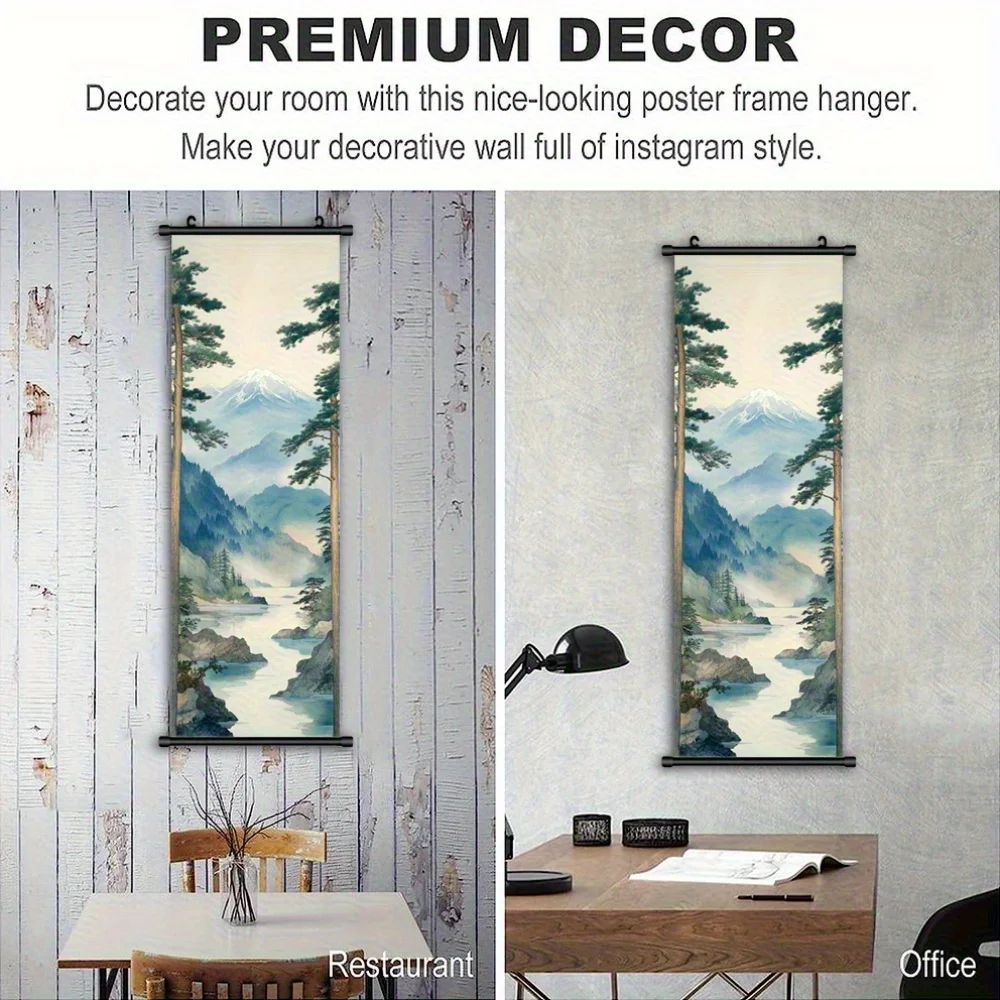 VIKAMA Japanese Sun God Pine Tree Canvas Scroll Wall Art Framed Poster for Living Room Home Decor Rising Sun Wall Art
